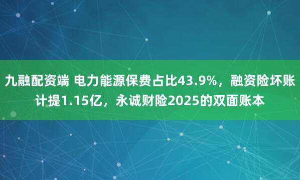 九融配资端 电力能源保费占比43.9%，融资险坏账计提1.15亿，永诚财险2025的双面账本